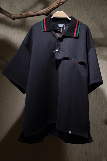 컬러 비콘 Kolor Beacon - Pinched Pique Over fit T-shirts - Black