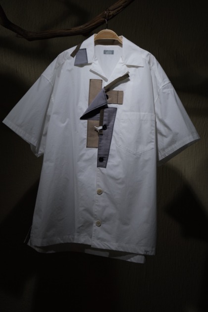 컬러 비콘 Kolor Beacon - Patch work Camp Collar Over Fit shirts - White