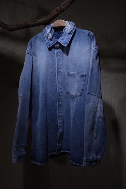 마틴 로즈 Martine Rose - Destroyed Oversize Denim Shirts - Light Blue