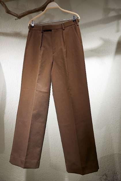 플라넬 Phlannel Cotton Double Cloth British Officer Trousers - Brown