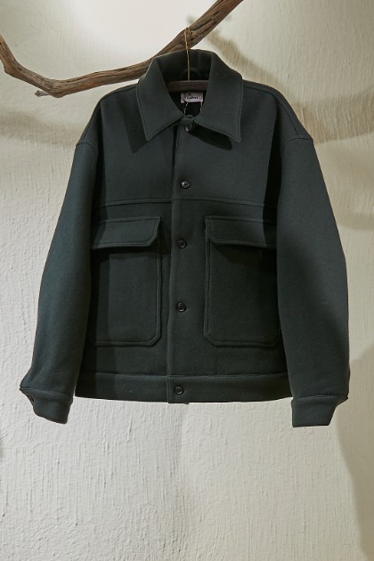 로운 Lownn - Oversized Workwear Jacket- Dark Military Green