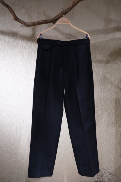 로운 Lownn - Long Wide Pants  - Black / Flannel wool