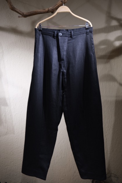 Jan Jan Van Essche 얀 얀 반 에쉐 - TROUSERS#72 - WASHED BLACK HEMP TWILL BAMBOO/COTTON CLOTH