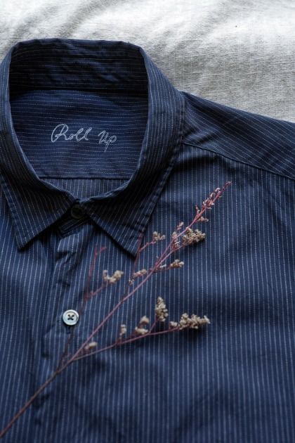 포터 클래식 Porter Classic - Roll Up Pin Stripe Shirts - Navy