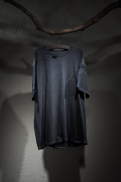 안셀름 Ancellm - Embroidery Dyed T-Shirt - F.Black
