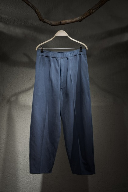 일레브 Yleve - Cotton Linen Twill Trousers - Blue Grey