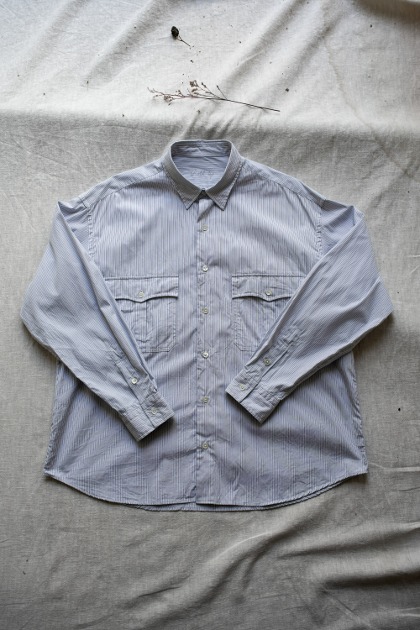포터 클래식 Porter Classic - Roll Up Stripe Shirt - Grey