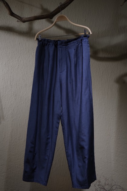 플라넬 Phlannel Cotton Cupro Linen Wide Easy Trousers - Navy Blue
