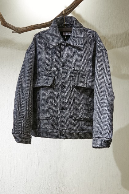 로운 Lownn - Oversized Workwear Jacket- Grey Herringbone