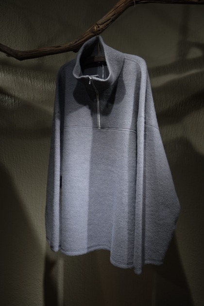 블랑 와이엠 Blanc YM Wool Half Zip Pullover - Grey