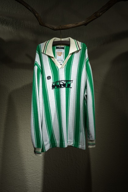 라이스 나인 텐 Rice Nine Ten Knitting Long Sleeve Soccer Jersey - Green Stripe