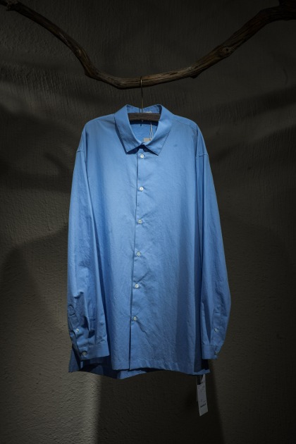 에이톤 도쿄 Aton Tokyo - Shrink Broad Oversized Shirt - Sax Blue